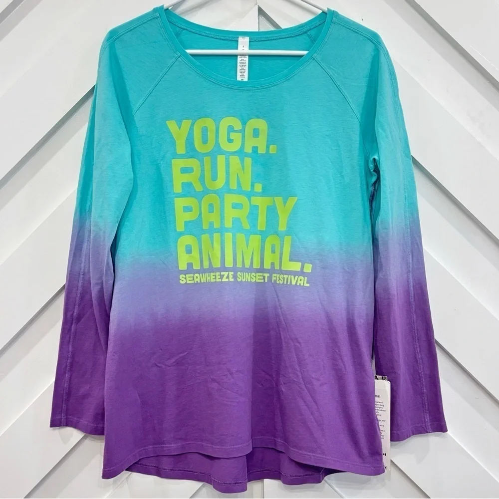 NWT Lululemon Emerald Long Sleeve Sunset Festival Shirt Seawheeze Size 8